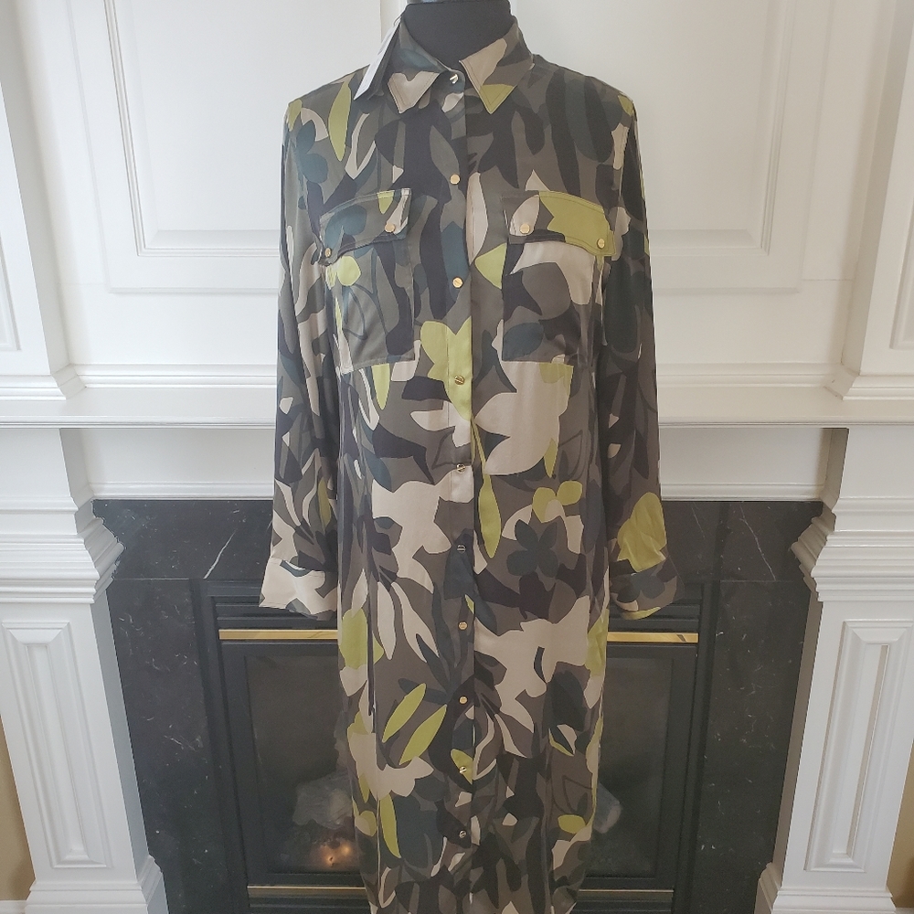 CHICO'S BLACK LABEL CAMO SHIRTDRESS